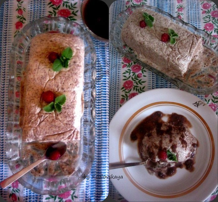 Шоколадный семифредо с мятным соусом