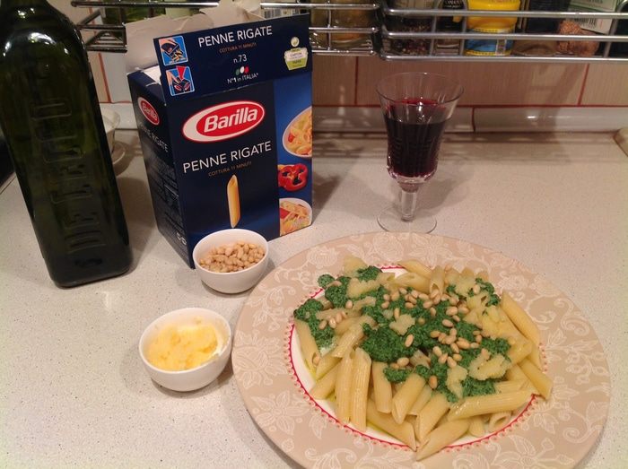 Пенне с соусом из шпината