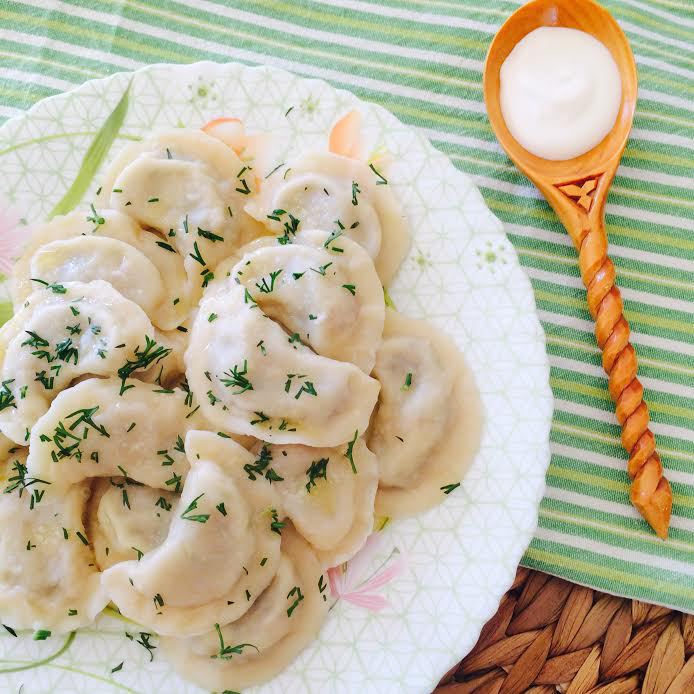 Вареники с белыми грибами и беконом