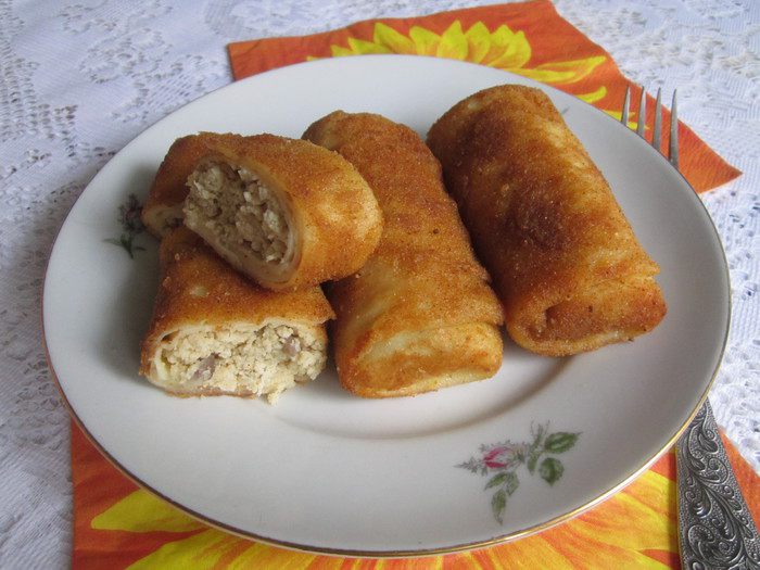 Блинчики с курицей и грибами