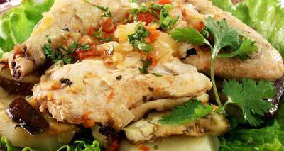 Курица с баклажанами и помидорами "Бодрость"