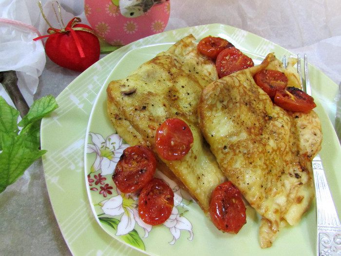 Креспелле (Crespelle) с печенью, нутом и помидорами черри