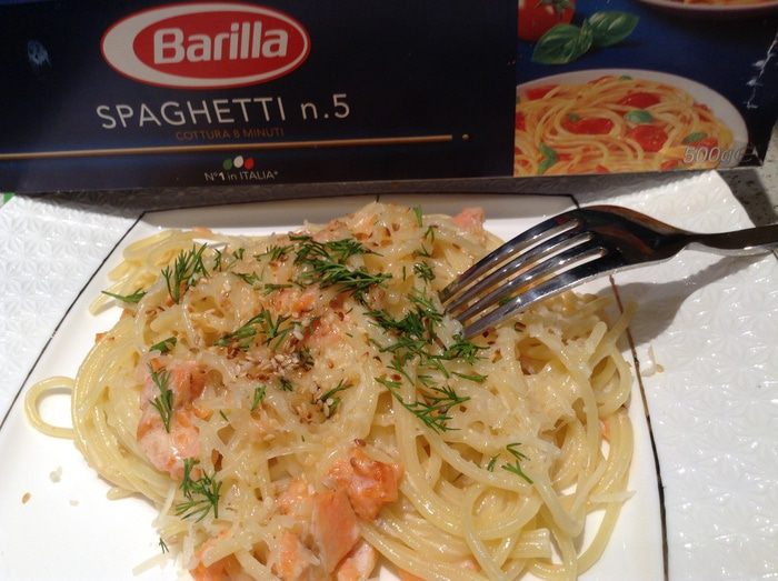 Спагетти с рыбкой