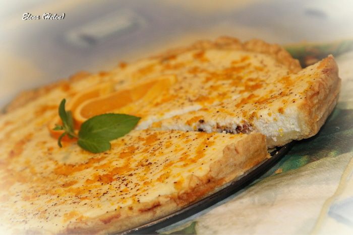 Апельсиново-коричный творожный пирог с горьким шоколадом